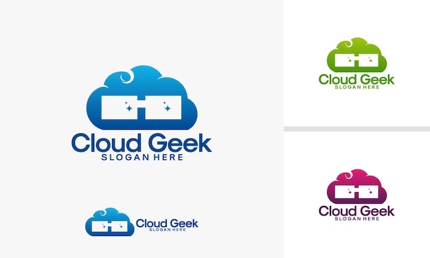 Vector de diseños de logotipo de Cloud Geek