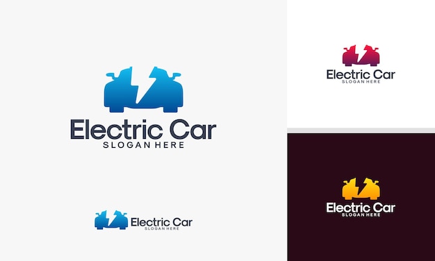 Vector de diseños de logotipo de coche eléctrico de plantilla de reparación automotriz