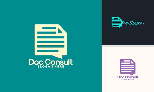 Vector vector de diseños de logotipo de consulta de documentos