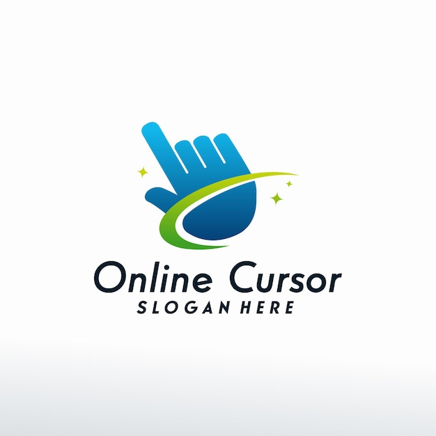 Vector de diseños de logotipo de Cursor en línea, Cursor con plantilla de diseños de logotipo de swoosh