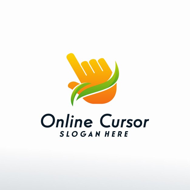 Vector de diseños de logotipo de Cursor en línea, Cursor con plantilla de diseños de logotipo de swoosh