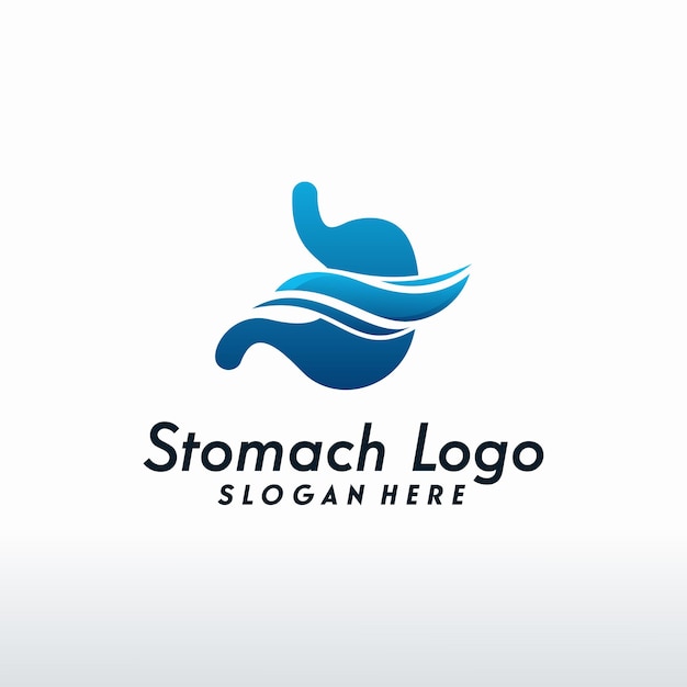 Vector de diseños de logotipo de estómago moderno con swoosh, plantilla de logotipo de estómago de salud