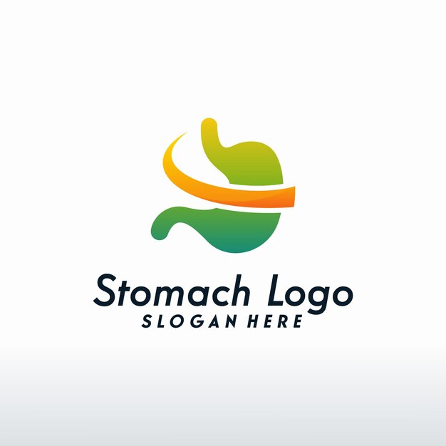 Vector de diseños de logotipo de estómago moderno con swoosh, plantilla de logotipo de estómago de salud