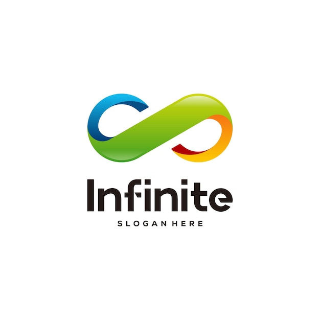 Vector de diseños de logotipo de infinito colorido moderno, plantilla de icono de símbolo de infinito