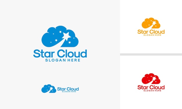 Vector de diseños de logotipo de nube de estrellas
