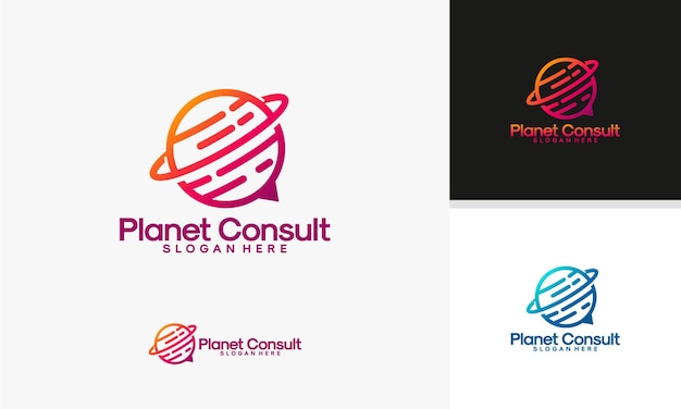Vector de diseños de logotipo de Planet Consult, plantilla de logotipo de Consulting Place, plantilla de logotipo de Planet