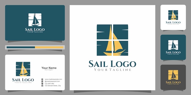 Vector vector de diseños de logotipos de vela y tarjetas de visita