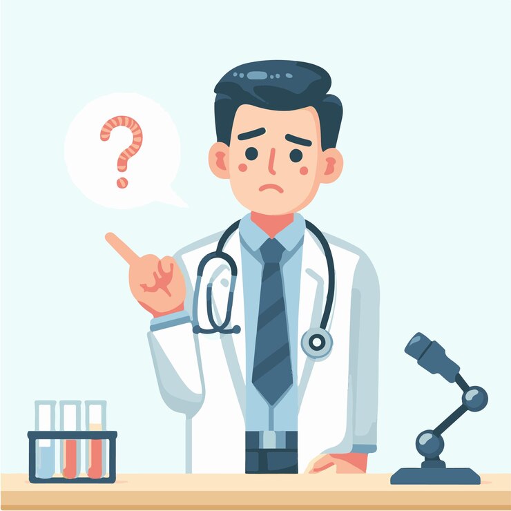 Vector vector doctor está confundido con un estilo de diseño plano simple y minimalista