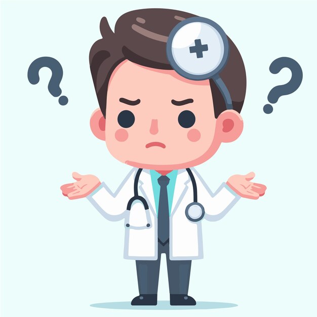 Vector doctor está confundido con un estilo de diseño plano simple y minimalista