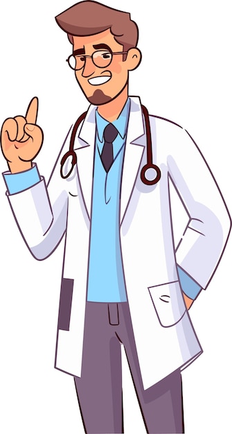 Vector doctor personaje de dibujos animados de pie