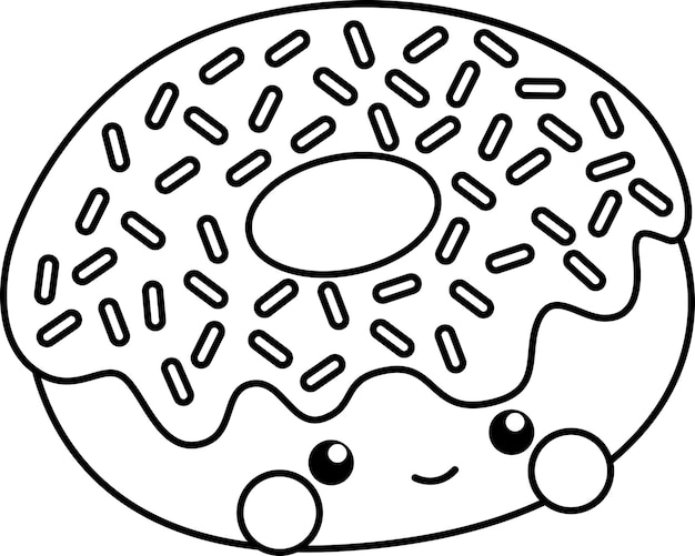 un vector de un donut en color blanco y negro