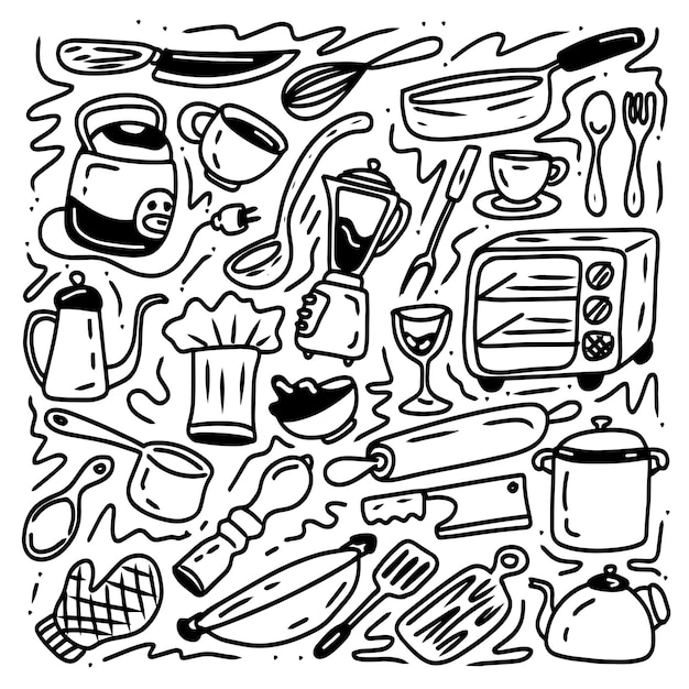 vector de doodle de cosas de cocina