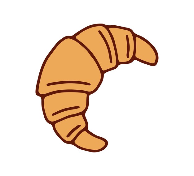 Vector Doodle Croissant Ilustración colorida simple sobre fondo blanco Icono de postre dulce