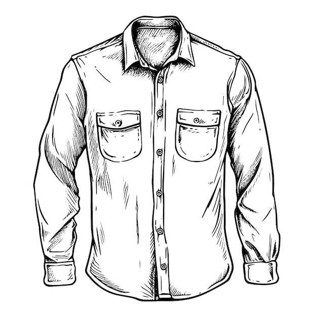 Vector doodle hombres camisa elemento aislado sobre fondo blanco dibujado a mano icono ropa