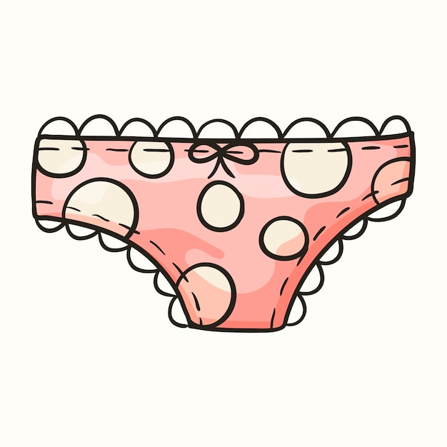 Vector doodle ilustración de ropa interior de mujer lindo rosa calzoncillos con encaje