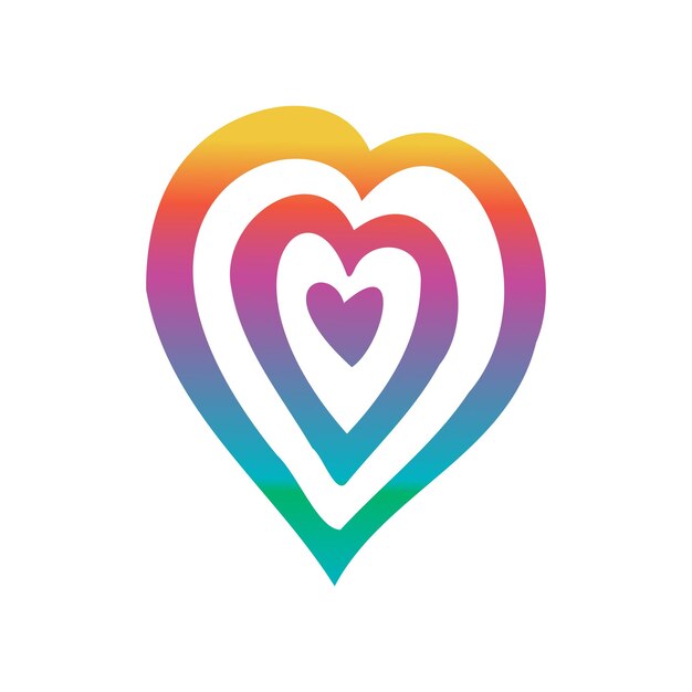 Vector doodle lindo arco iris corazón dibujado a mano ilustración para el diseño sobre el tema del día de San Valentín amor boda sentimientos relaciones