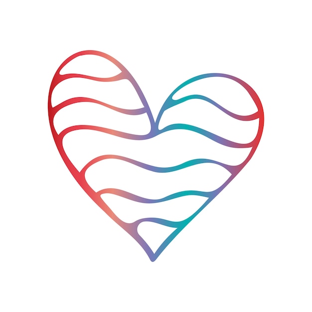 Vector doodle lindo arco iris corazón dibujado a mano ilustración para el diseño sobre el tema del día de San Valentín amor boda sentimientos relaciones