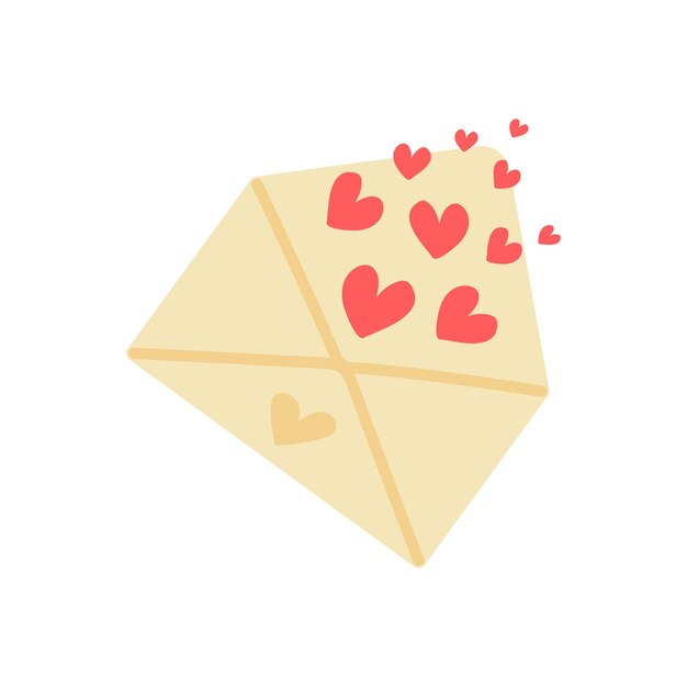 Vector doodle sobre abierto Linda carta con corazones Imágenes prediseñadas del día de San Valentín