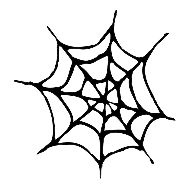 Vector doodle Telaraña icono de tela de araña Elemento de diseño para halloween Ilustración de arte de línea simple Feliz día de Halloween elementos de ilustración de arte espeluznante para tarjetas cubierta pegatina