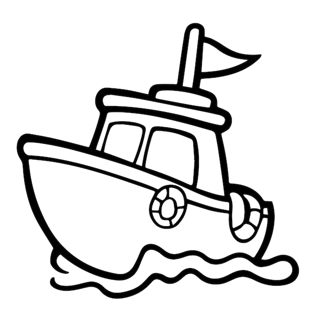 Vector vector doodle yate o crucero en fondo blanco