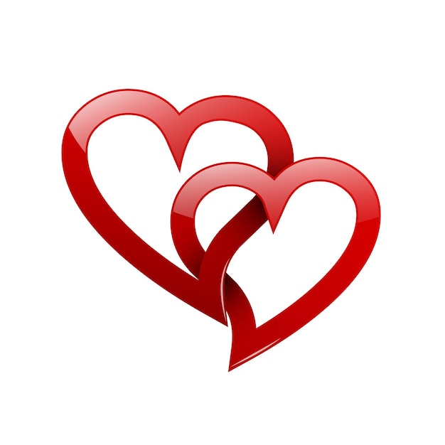Vector dos corazones rojos retorcidos Concepto del amor eterno