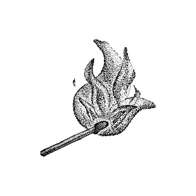 Vector de Dotwork de fósforo ardiente. Ilustración de boceto dibujado a mano del tatuaje.