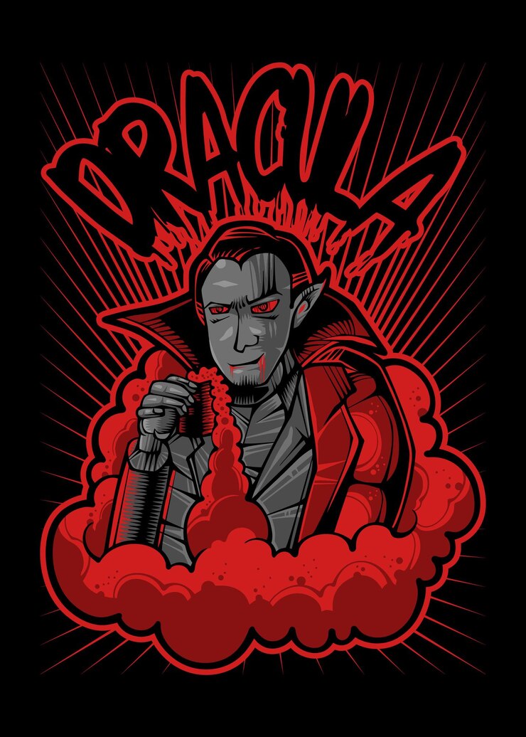 Vector vector de drácula o vampiro en estilo de ilustración japonés aislado