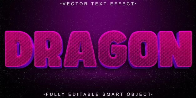 Vector de dragón rosado totalmente editable efecto de texto de objeto inteligente