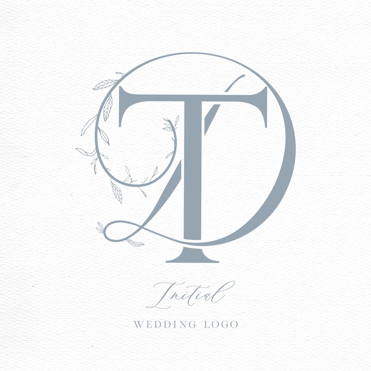 Vector vector dt monograma inicial del logotipo de la boda