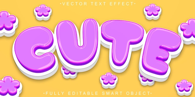 Vector dulce y colorido totalmente editable Objeto inteligente Efecto de texto