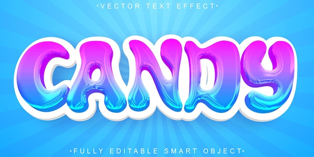 Vector de dulces de dibujos animados totalmente editable Objeto inteligente Efecto de texto