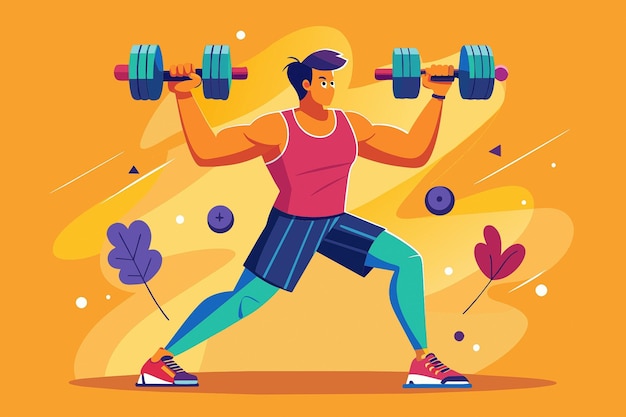 Vector vector dumbbell vuela hacia atrás ejercicio clipart