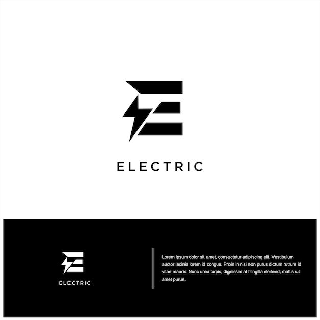 Vector E inicial del logotipo eléctrico moderno con plantilla de símbolo de tormenta