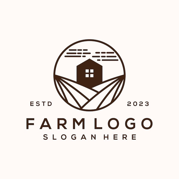 Vector eco verde granja círculo logo vector vintage icono granja plana logo insignia verde natural
