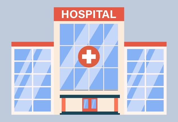 El vector del edificio del hospital está aislado.