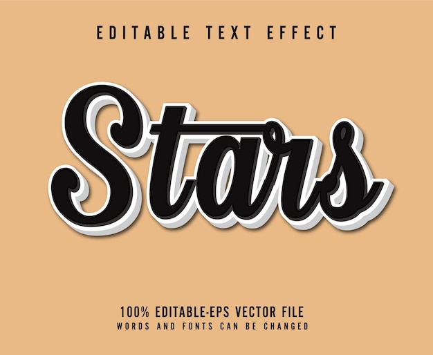 Vector editable de efecto de texto 3d de estrellas