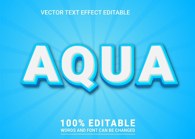 Vector editable de efecto de texto aqua