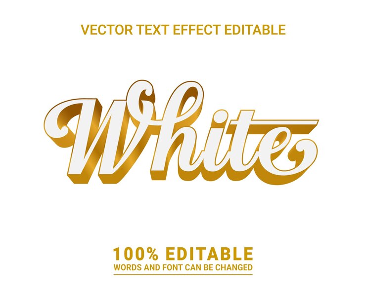 Vector vector editable de efecto de texto blanco