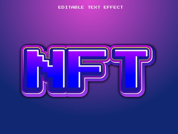 Vector vector editable de efecto de texto nft