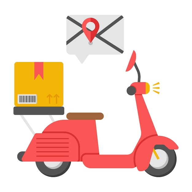 Vector editable del icono de entrega del scooter