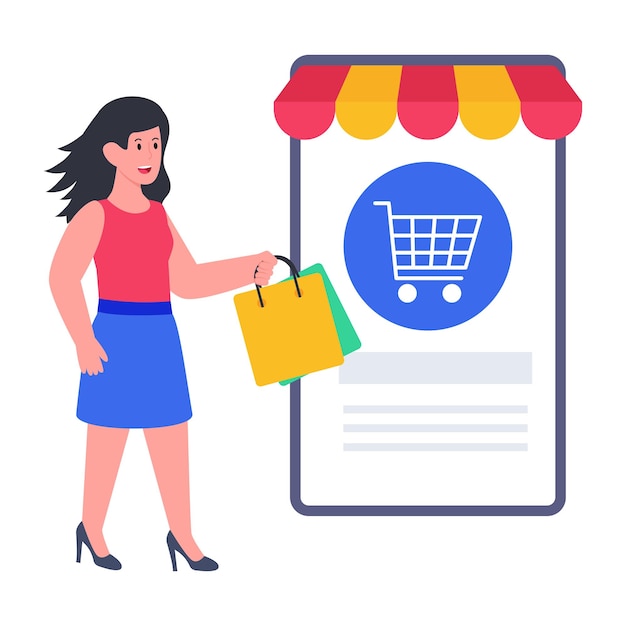 Vector editable de ilustración de compras móviles