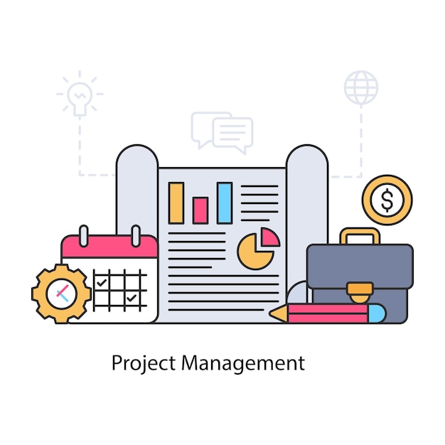 Vector editable de ilustración de gestión de proyectos