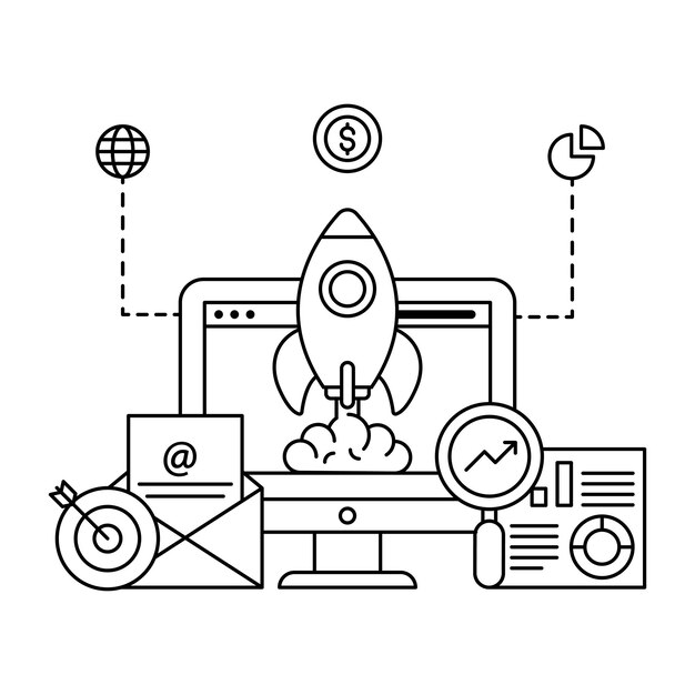 Vector editable de ilustración de lanzamiento de proyecto