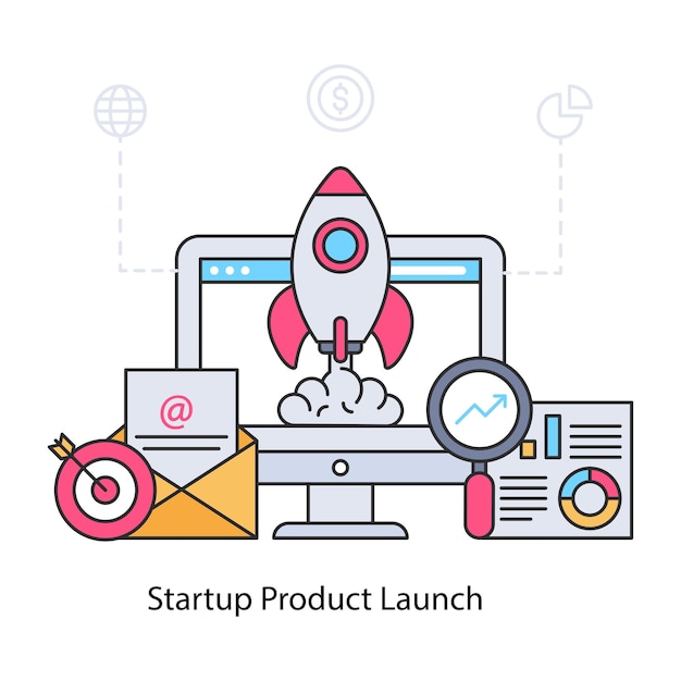 Vector editable de ilustración de lanzamiento de proyecto