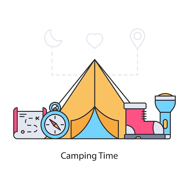 Vector editable de ilustración de tiempo de campamento