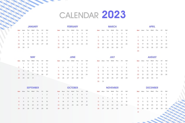 Vector editable de plantilla de calendario 2023