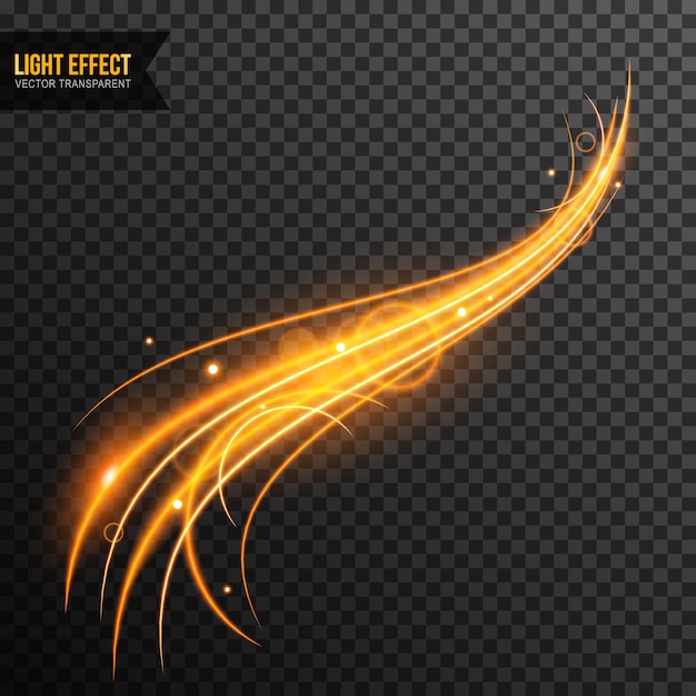Vector de efecto de luz transparente con destellos dorados