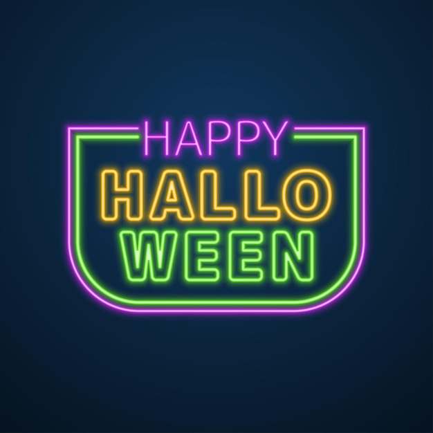 Vector vector de efecto de neón feliz halloween