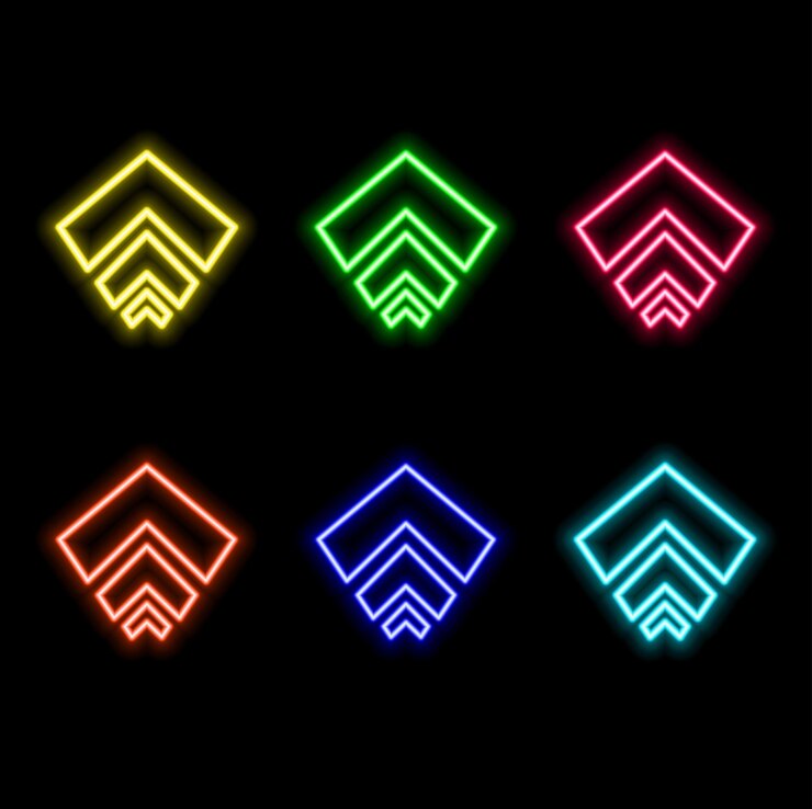 Vector vector de efecto de neón con signo de flecha