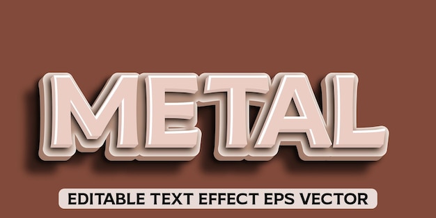 Vector de efecto de texto 3D de color gris metálico editable